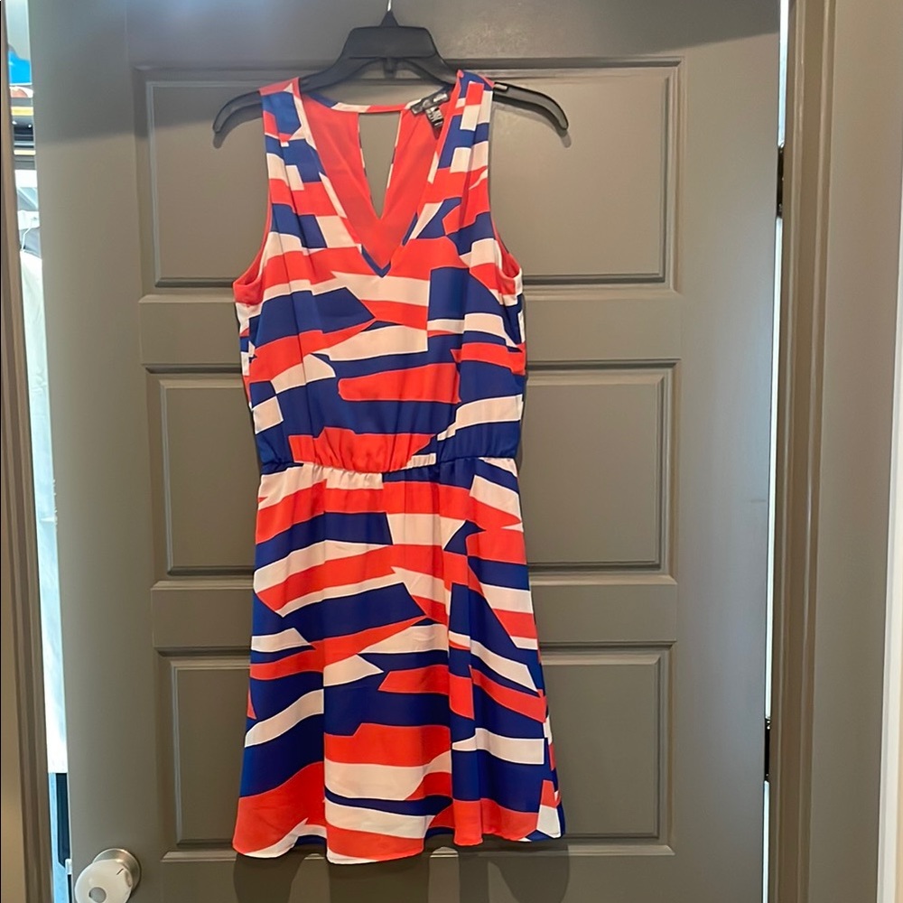 Aqua size medium Vibrant Striped Sleeveless Dress